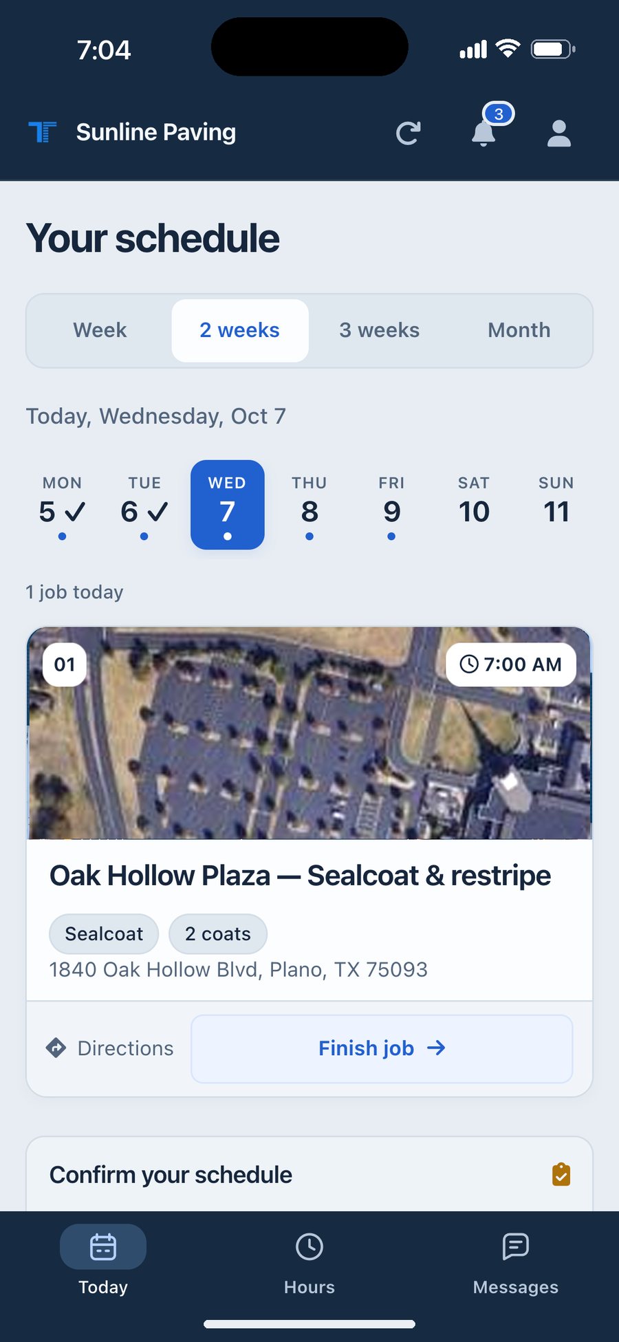 The TruTec crew app: today&rsquo;s schedule, the job brief and on the clock